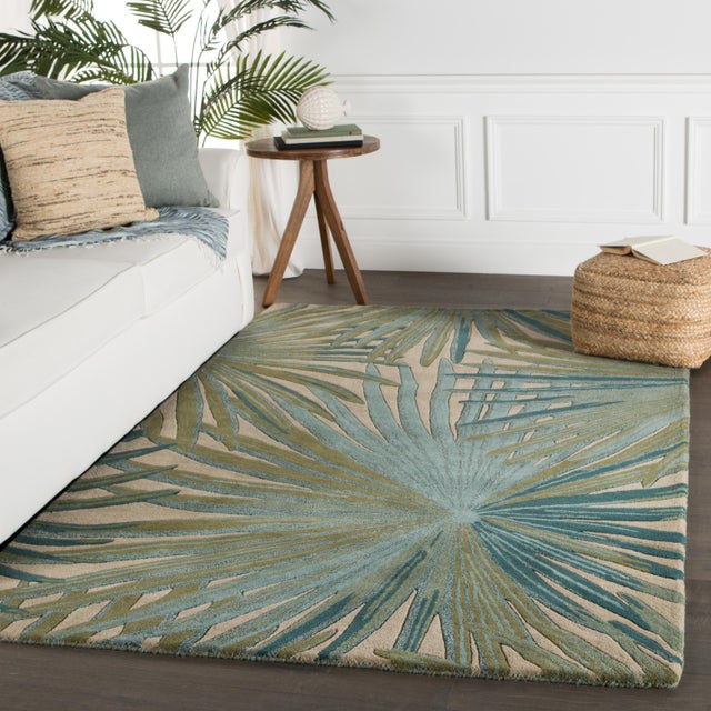 Jaipur Living Palmetto Handmade Floral Blue Green Area Rug 5'X8' Chairish