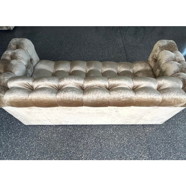 Textile Pair of Velvet Tufted Sofas For Sale - Image 7 of 9