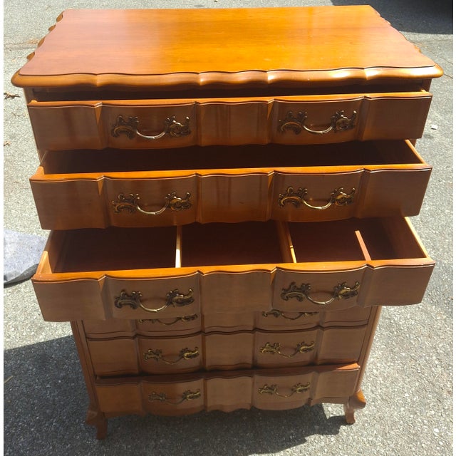 Tan Mid 20th Century Permacraft Provincial Style Cherry Chest on Chest of Drawers For Sale - Image 8 of 14