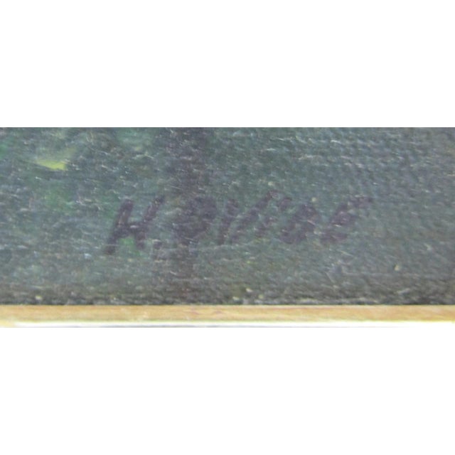 Wood 1902 Oil Painting Chrysanthemums and Daisies in Glass Vase Carved Gold Wood Frame H. Ovide Cornwall, England For Sale - Image 7 of 12