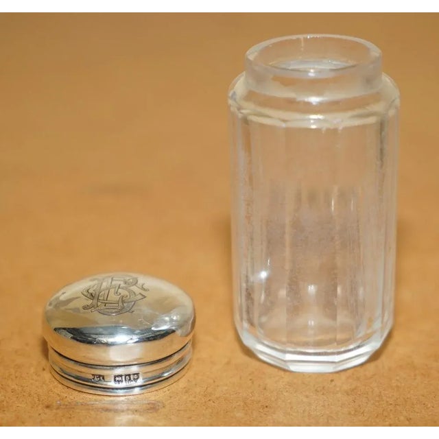 Antique Sterling Silver & Glass Crystal Trinket Jar from Thomas Ingleton, 1913 For Sale - Image 6 of 10