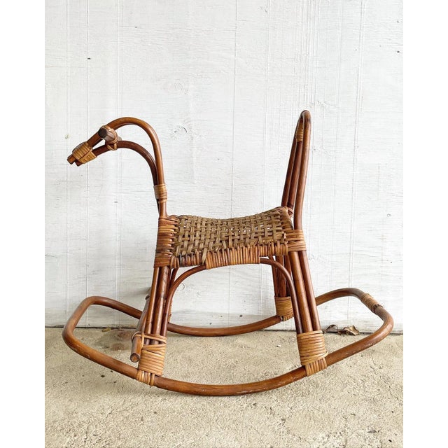 Mid Century Modern Sculptural Italian Wicker and Rattan Rockinghorse by Designer Franco Albini For Sale - Image 13 of 13