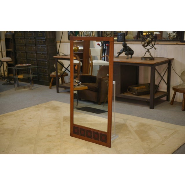 Wood Scandinavian Teak and Ceramic Mirror, 1960s For Sale - Image 7 of 7