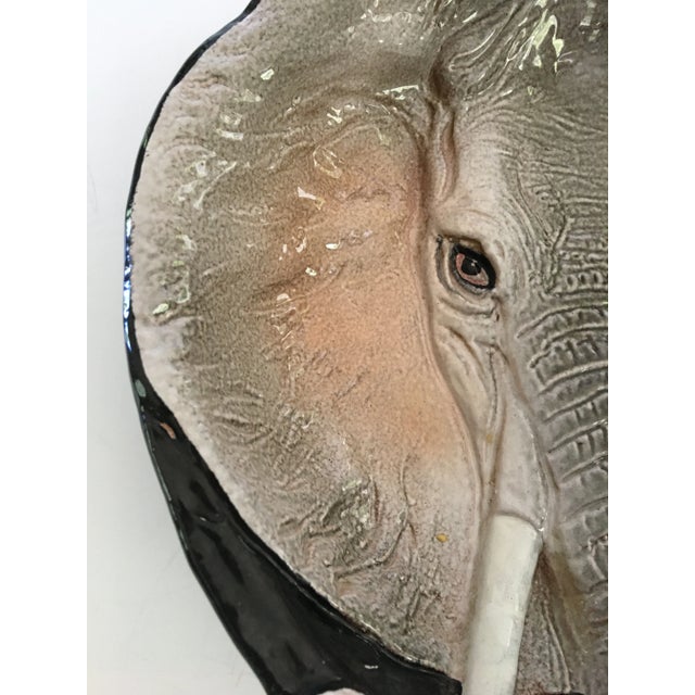 Ceramic Safari Mid-Century Italian Hand Painted Pottery Elephant Bowl/Catchall For Sale - Image 7 of 12