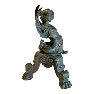 Early 19th Century Whimsical Bronze Mermaid With Wings For Sale