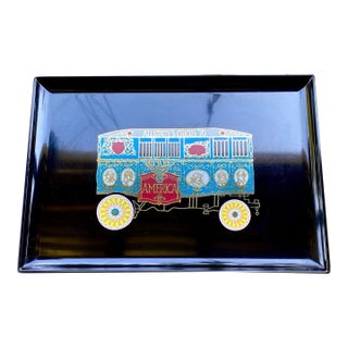 Vintage Couroc of Monterey "America" Circus Wagon Tray | Barnum & Bailey Commemorative Design | Mid-Century California For Sale