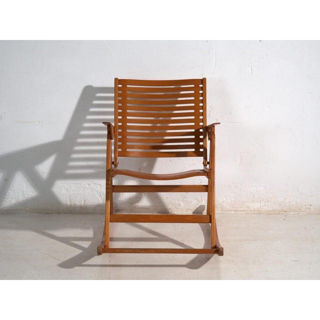 Vintage Folding Rocking Chair in Beech, Central Europe, 1960 For Sale - Image 6 of 10