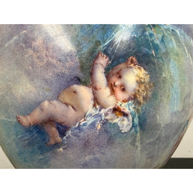 19th Century Rococo Shepherds Lovers Porcelain Vase With Ormolu Cherub Handles For Sale In San Francisco - Image 6 of 12