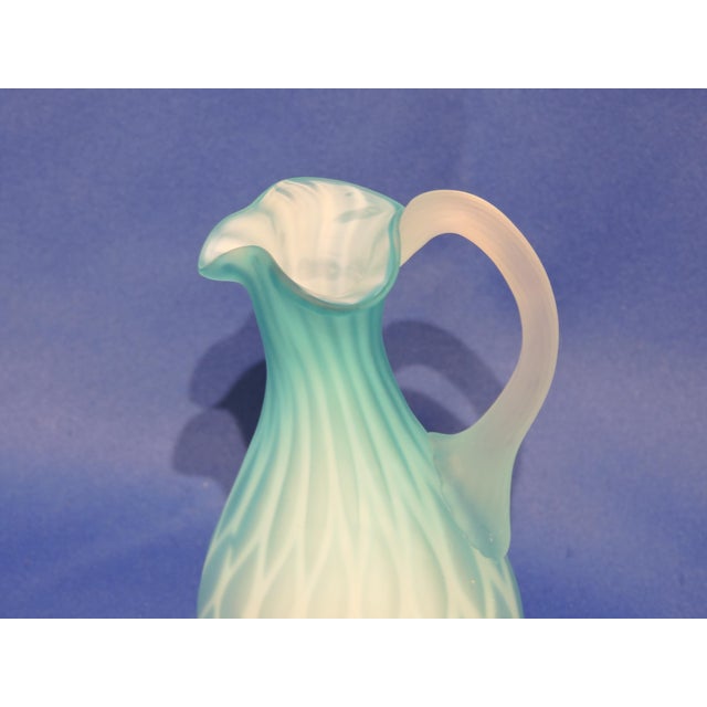 Baby Blue Circa 1880 Mt. Washington Glass House Venetian Style Hand Blown Cased Satin Blue Glass Cruet For Sale - Image 8 of 10