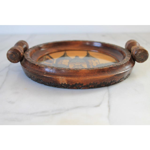 Vintage Folk Art Wood Inlaid Marquetry Tray For Sale In Milwaukee - Image 6 of 10