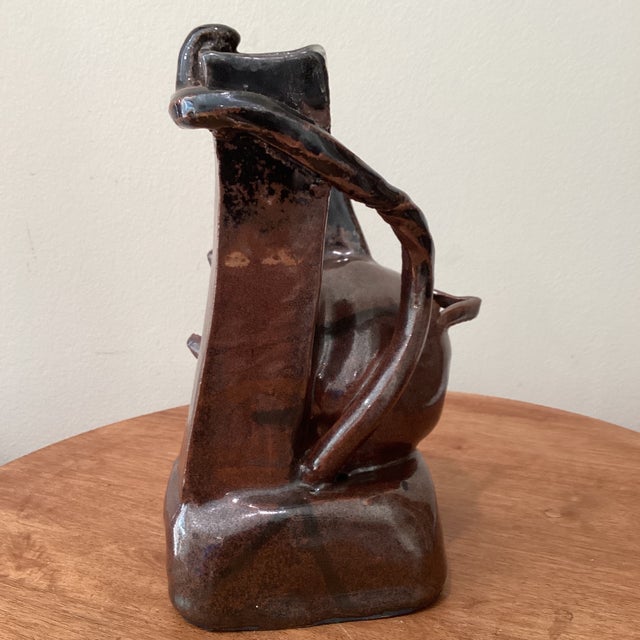 Mid-Century Modern Mid 20th Century Art Studio Pottery Abstract Sculptural Glazed Stoneware Rust Vase For Sale - Image 3 of 12