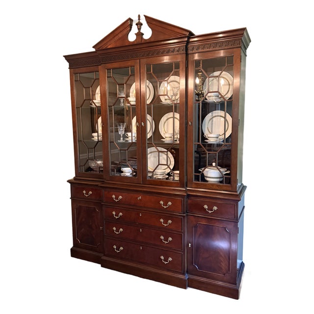 Stickley Furniture Flame Mahogany Georgian Breakfront For Sale