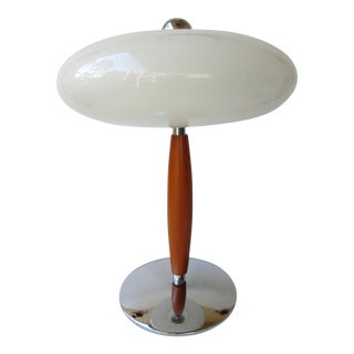 Modern Glass, Wood, and Chrome Bubble Lamp For Sale