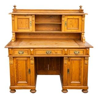 Gründerzeit Writing Desk with Upper Shelves, Late 19th Century For Sale