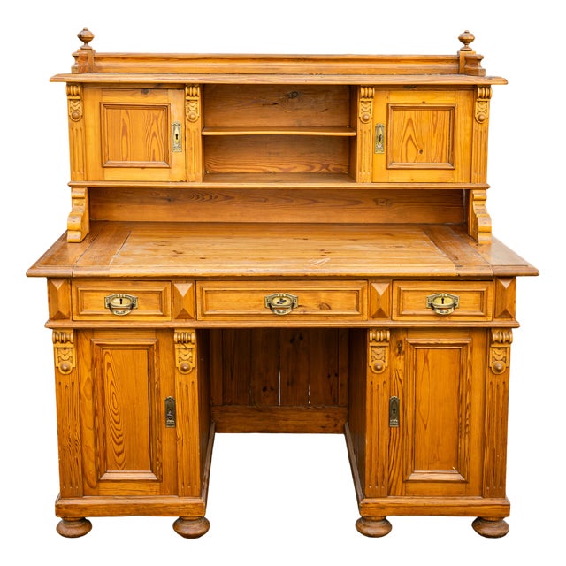 Gründerzeit Writing Desk with Upper Shelves, Late 19th Century For Sale