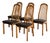 Solid Oak High-Back Dining Chairs Set of 5 With Brown Upholstery Vintage 1980s For Sale