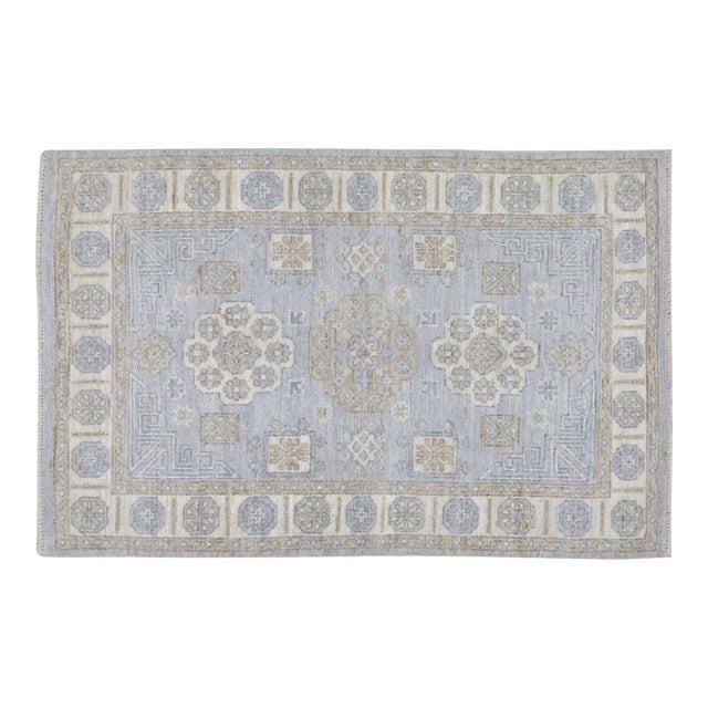 Turkish Oushak Hand Knotted Wool Rug, 4'x6' For Sale