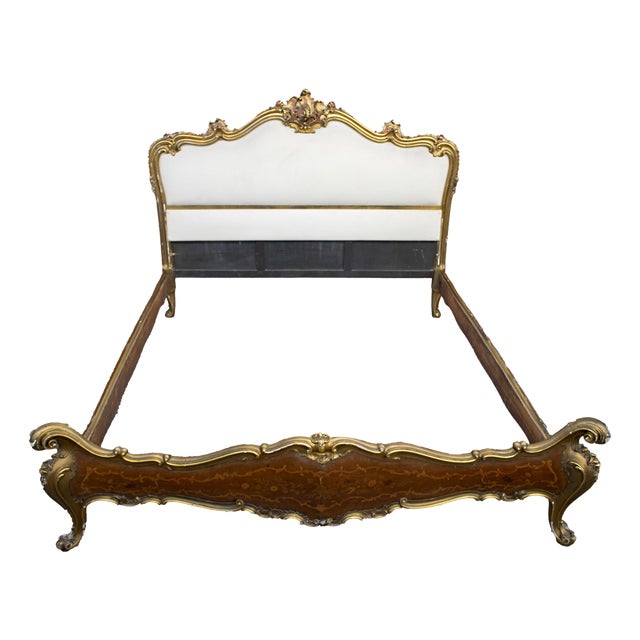 Rococo Headboard with Bed Frame and Footboard, 1950s For Sale