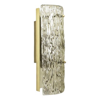 Large Modern Brass Ice Glass Wall Light attributed to J. T. Kalmar, 1960s For Sale