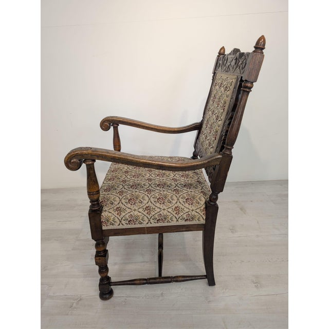 Antique Armchair in Oak Wood with Springs For Sale - Image 16 of 18