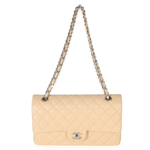 Beige Quilted Lambskin Classic Double Flap Bag For Sale In New York - Image 6 of 8