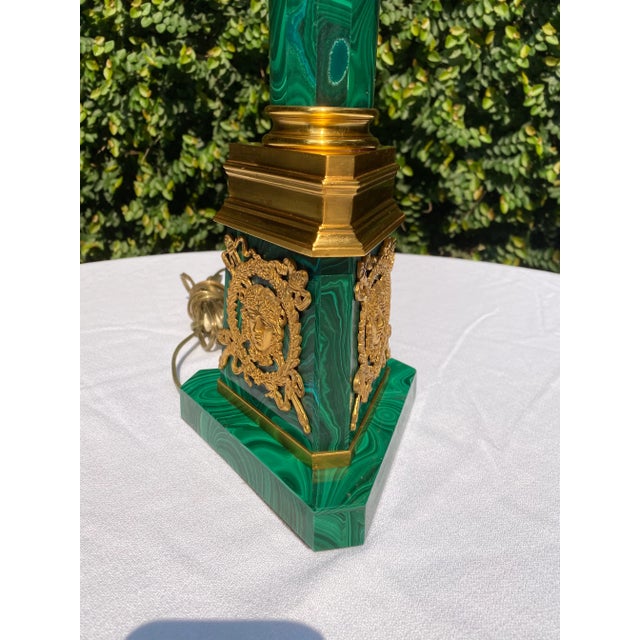 Late 20th Century Louis XVI Malachite & Gilt Bronze Lamp For Sale - Image 9 of 12