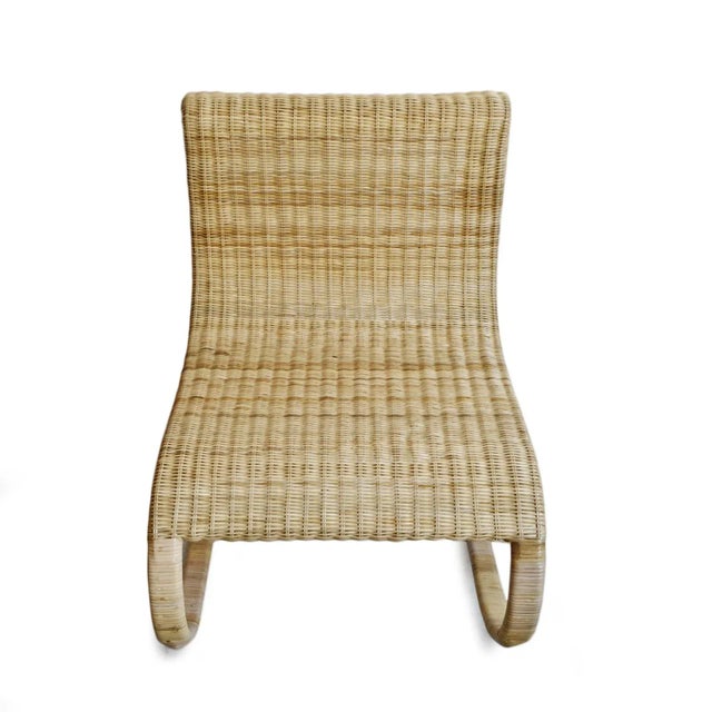 Coastal Contemporary Raw Rattan Rocking Chair For Sale - Image 4 of 6