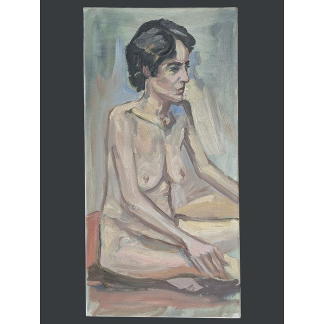 Mid 20th Century Vintage Original Impressionist Nude Painting on Canvas For Sale - Image 5 of 14