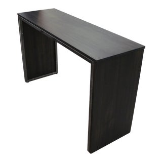 Custom Walnut and Brushed Steel Console Table For Sale