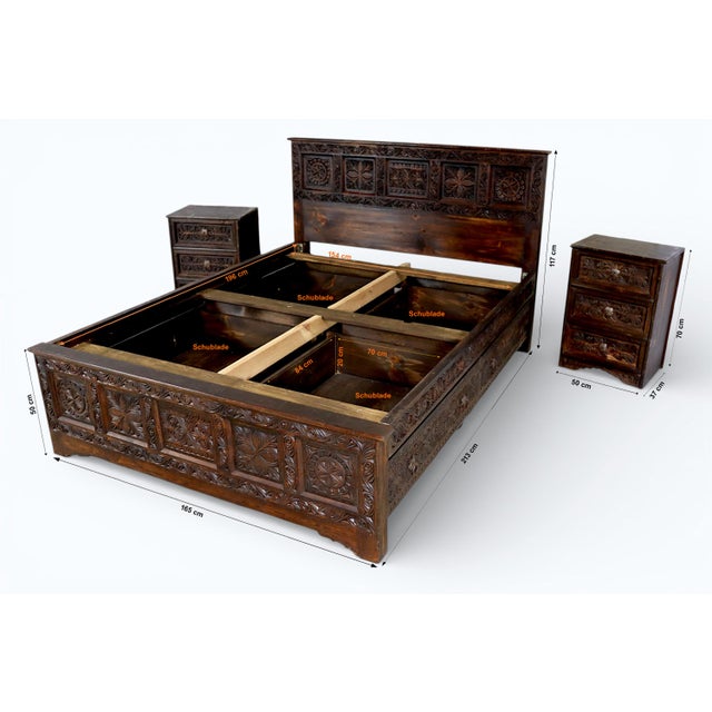 Very beautiful and unique oriental 3 piece bedroom set. Handcrafted and handcarved from solid wood. All parts are...