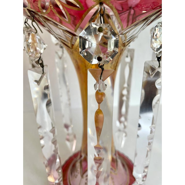 Bohemian Ruby and Amber Crystal and Glass Mantle Luster Lustre For Sale - Image 12 of 12