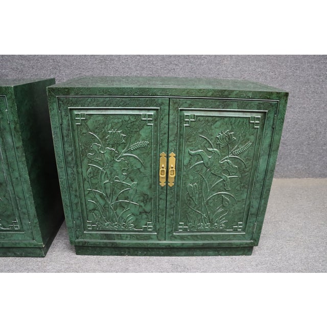 Pair of Henredon Faux Malachite Cabinets For Sale In Philadelphia - Image 6 of 16