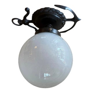 1920’s Nautical Anchor Flushmount With Milkglass Globe Shade For Sale