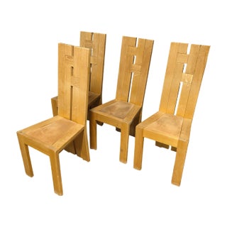 Dining Chairs in Elm from Maison Regain, Set of 4 For Sale