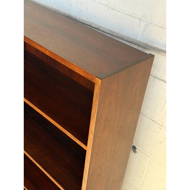 Rosewood Bookcase Large Open Double Column Shelving Unit Vintage Denmark 1960s For Sale - Image 4 of 8