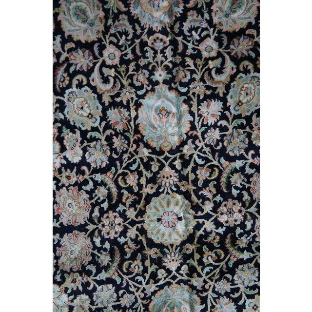 Textile Vintage Oriental Floral All Over Wool & Silk Geometric Black Lotus Area Rug 8' For Sale - Image 7 of 12