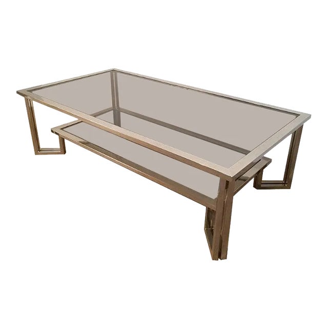 1970s Vintage Chrome Design Coffee Table For Sale