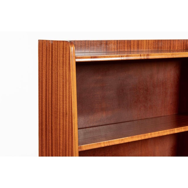 Scandinavian Modern Figured Mahogany Secretary Bookcase Cabinet 1960s For Sale - Image 10 of 17