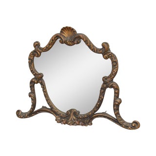 1920s Rococo Gilt Wood Carved Vanity Mirror For Sale