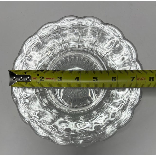 Mid 20th Century Vintage Wexford Style Dessert Plates Set of 4| Clear Pressed Glass Starburst Plates For Sale - Image 5 of 5