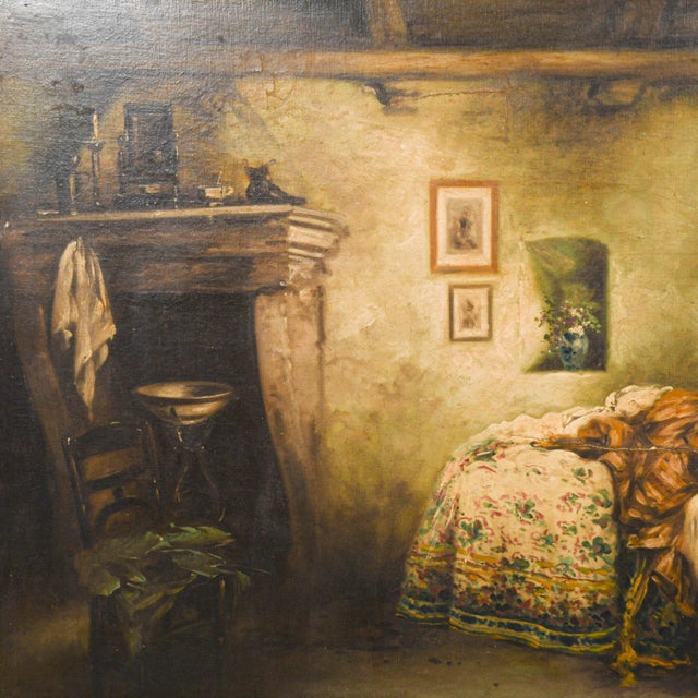 Realism Antique Framed Signed "Sadness" After Gerolamo Induno For Sale - Image 3 of 14