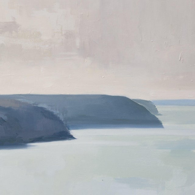 2020s Contemporary Distant Reflected Light at Porthtowan by Jon Doran | Oil on Panel Cornish Cliffs and Calm Sea For Sale - Image 5 of 9