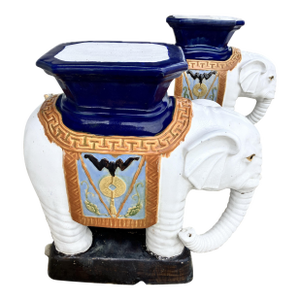 Mid 20th Century Chinese Hollywood Regency Ceramic Elephant Garden Stools - Set of 2
