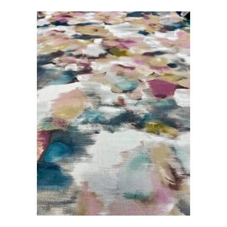 1.5 Yard Studio G Marissa Sorbet Mauve Green Grey Teal Floral Cotton Water & Stain Resistant Upholstery Drapery Fabric For Sale