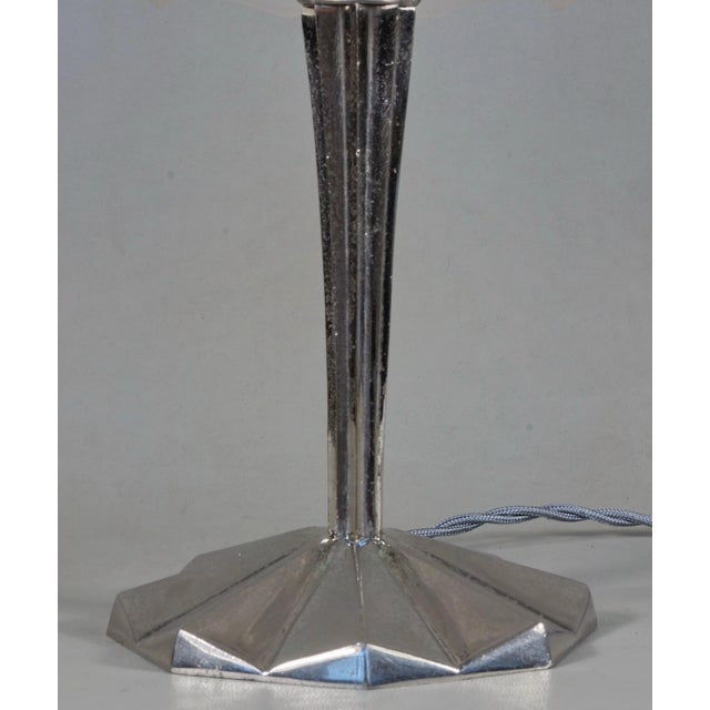 Metal French Art Deco Table Lamp by Degue 1930 France For Sale - Image 7 of 13