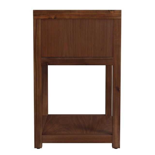 2020s Nora 21 in. W Rectangular Wood 1 Drawer Small Nightstand with Lower Open Shelf, Walnut For Sale - Image 5 of 8