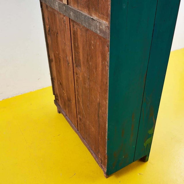 Green Antique Rustic Green Wardrobe For Sale - Image 8 of 9