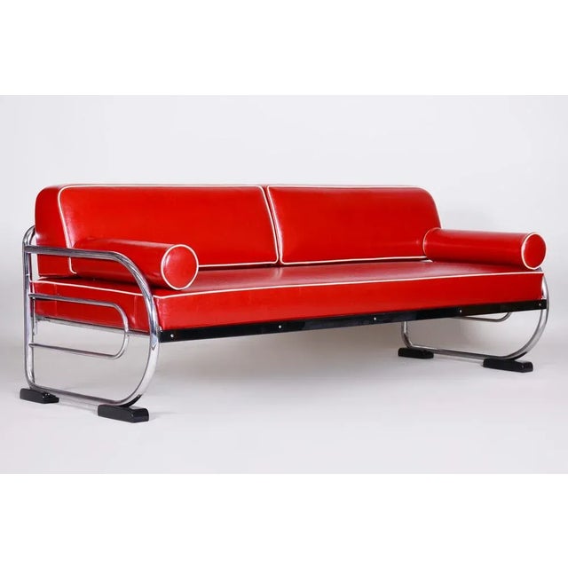 Chromed Steel Sofa attributed to Slezak Factories, 1930s For Sale - Image 9 of 9