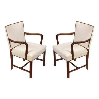 Pair of Dedar Cream Newly Upholstered Kaare Klint Style Armchairs For Sale