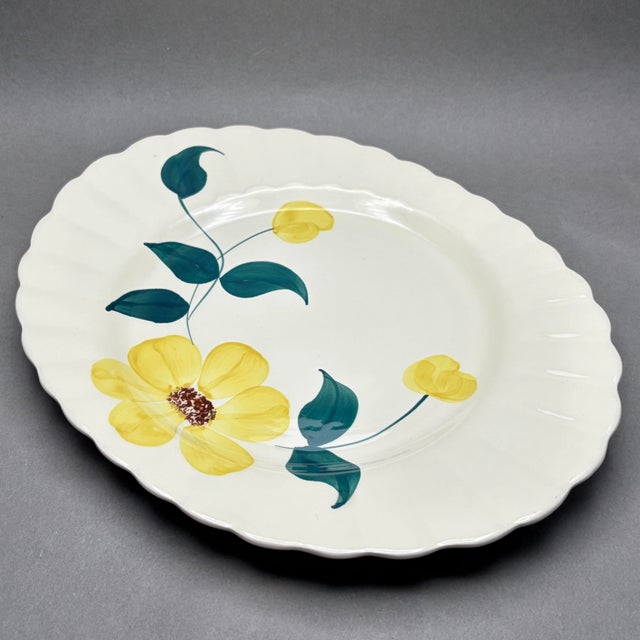 American Vintage Blue Ridge Southern Potteries “Ridge Daisy Yellow Flower” Oval Platter For Sale - Image 3 of 8